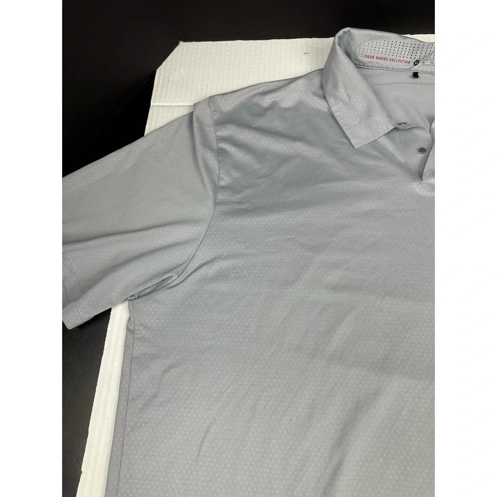 Nike Polo Shirt Mens XL Gray Tiger Woods Collection Dri-Fit Performance Golf